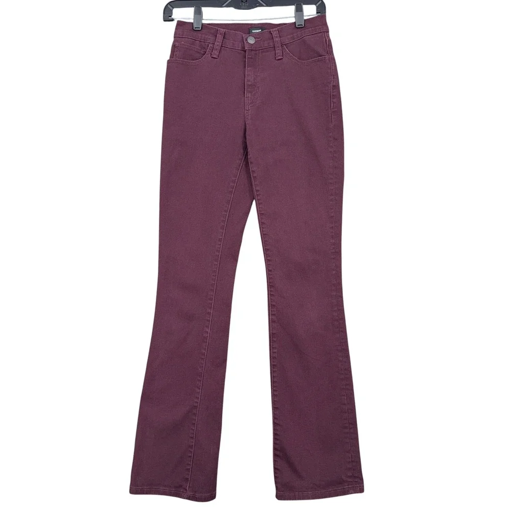 Express Bootcut Pants Womens 4 Cotton Spandex Burgundy Jeans